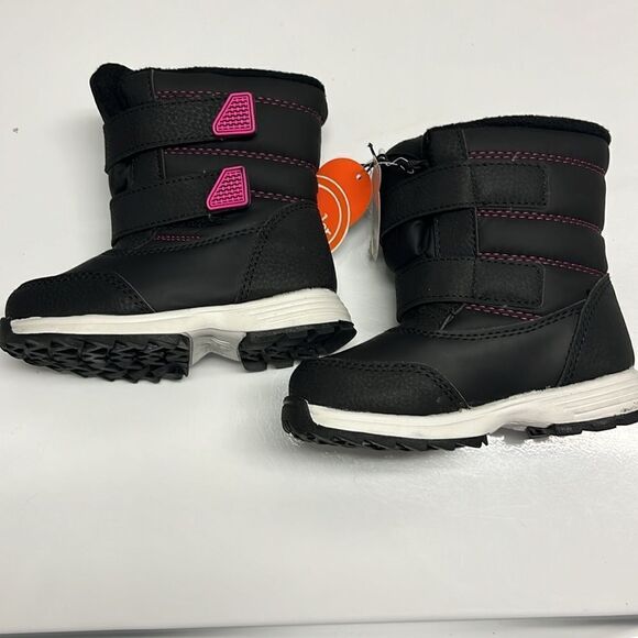 Wonder Nation Black White & Pink Skid Resistant Temperature Rated Winter Boots-8 - Picture 3 of 11